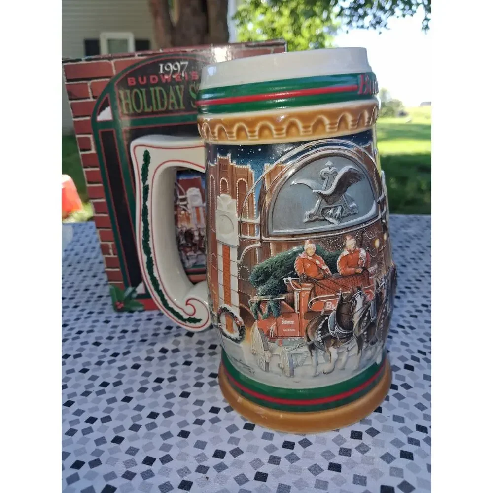 Budweiser 1997 Home For The Holidays Holiday Stein Collectible Breweriana